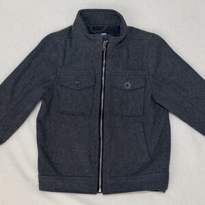 Old Navy Moto Jacket XS Gray Quilted Lined Full Zip Unisex Kids XS